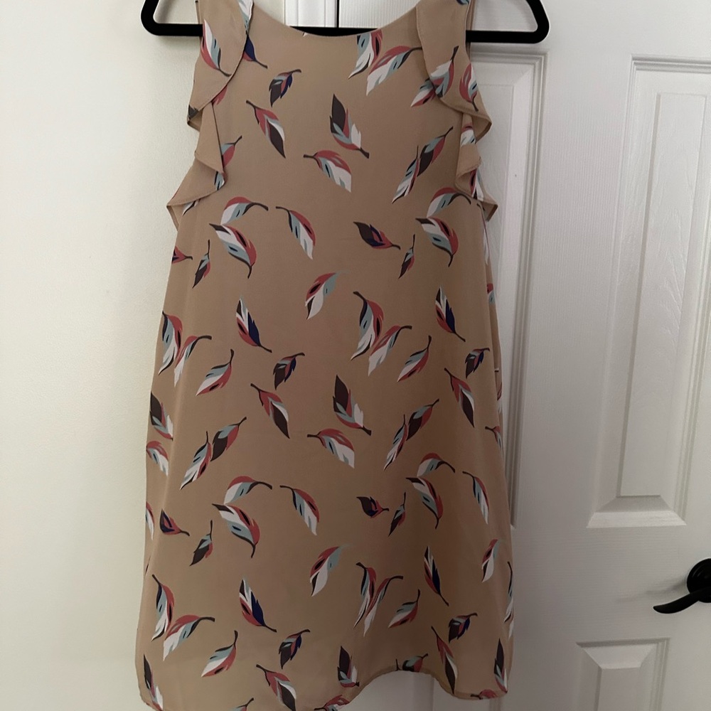 fab'rik Tan Mini Dress with Leaf Print